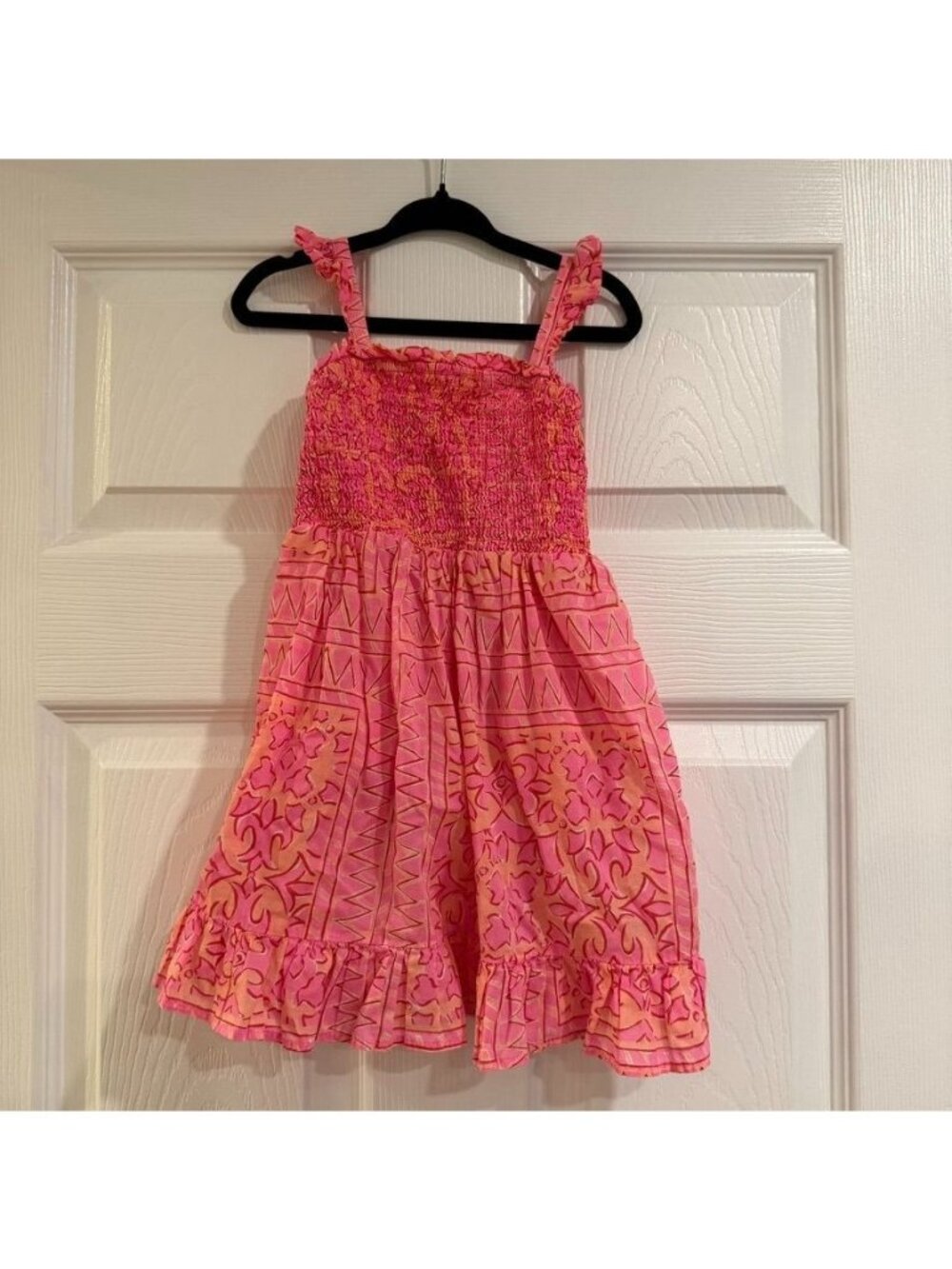 Vineyard Vines Girls Cotton Tiered Ruffle Skirt Smocked Midi Dress Size 3T